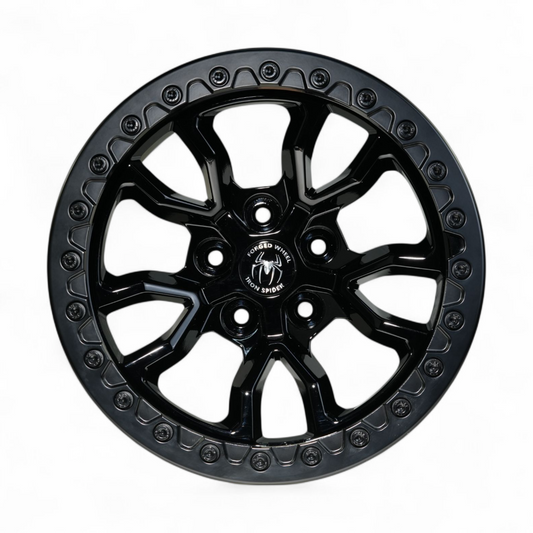 Glossy Black Iron Spider Forged Aluminum Rims With Mat Black Beadlock for Jeep Wrangler 392 & JK/JL/JT