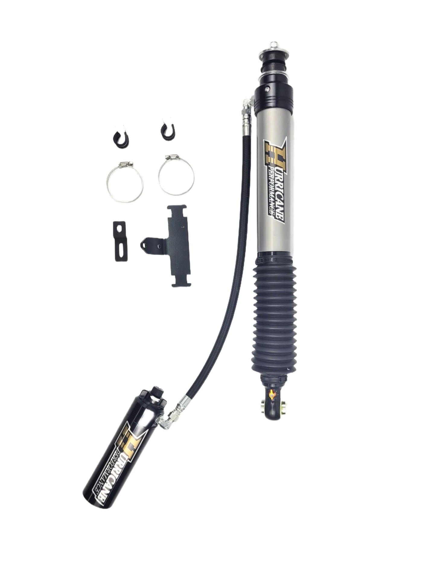 HURRICANE RACING EXTREME SERIES 2.5 FRONT COIL-OVER WITH REMOTE RESERVIOR & 2.5 MONOTUBE REAR SHOCKS WITH 3 -WAY DAMPING ADJUSTMENT FOR LAND CRUISER 200 SERIES