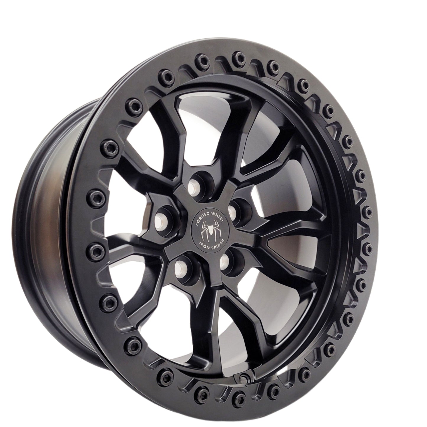 Satin Black Iron Spider Forged Aluminum Rims With Mat Black Beadlock for Jeep Wrangler JK/JL/JT