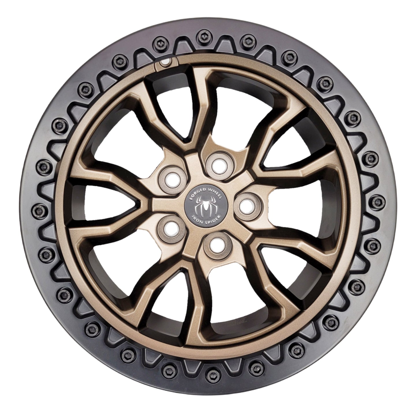 Bronze Iron Spider Forged Aluminum Rims With Mat Black Beadlock for Jeep Wrangler JK/JL/JT