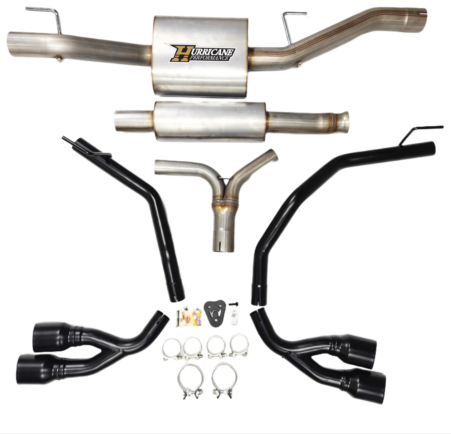 Hurricane Performance Jeep Gladiator Cat-Back Exhaust System with Dual Round Angle Cut Tip Stainless Steel for Jeep Wrangler JT