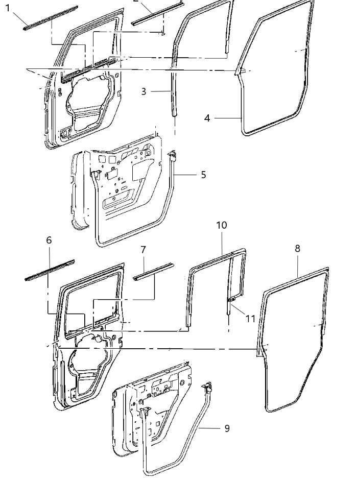 AMR Door To Body Weather seal For jeep Wrangler JK