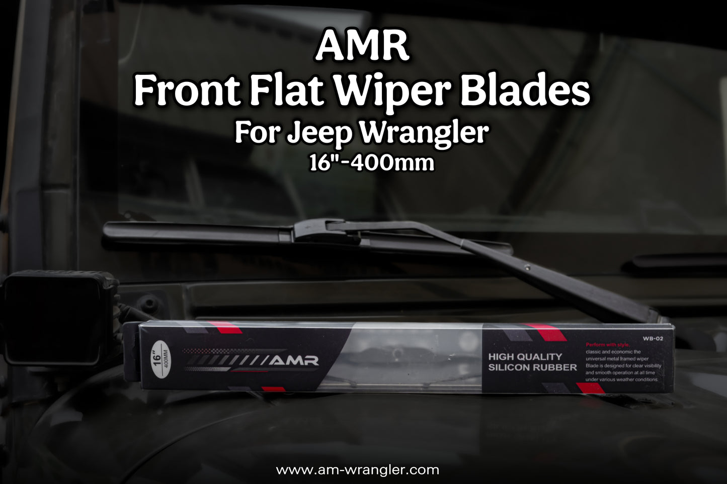 AMR Flat Silicon Rubber Front Wiper Blades For Jeep Wrangler