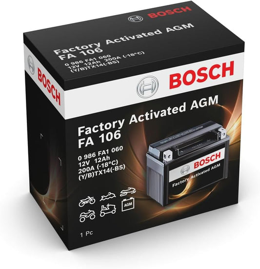 Bosch FA106 - Factory Activated AGM Auxiliary Battery - 12V 200A 12Ah for Jeep Wrangler - No Warranty