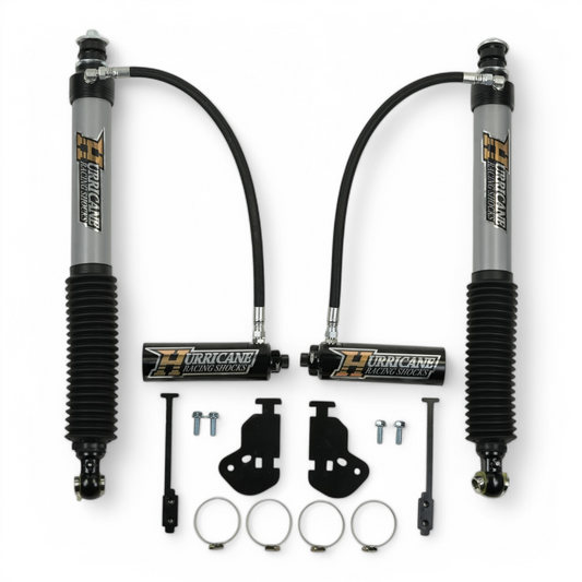 HURRICANE RACING EXTREME SERIES 2.5 FRONT COIL-OVER & 2.5 MONOTUBE REAR SHOCKS WITH REMOTE RESERVOIR WITH 3-WAY DAMPING ADJUSTMENT FOR LC300 SERIES