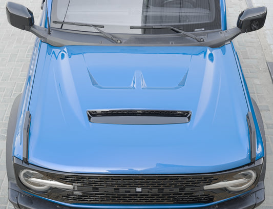 AMR Aggressive Aluminum Hood Panel with Air Vent & Amber Light for 21-26 Ford Bronco