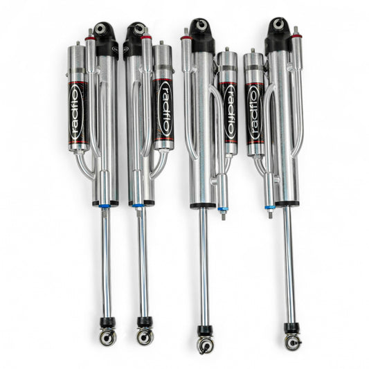 Radflo OE Replacement 2.5 Front & Rear Bypass 2 Tube With Remote Reservoir For Jeep JL,JT & 392