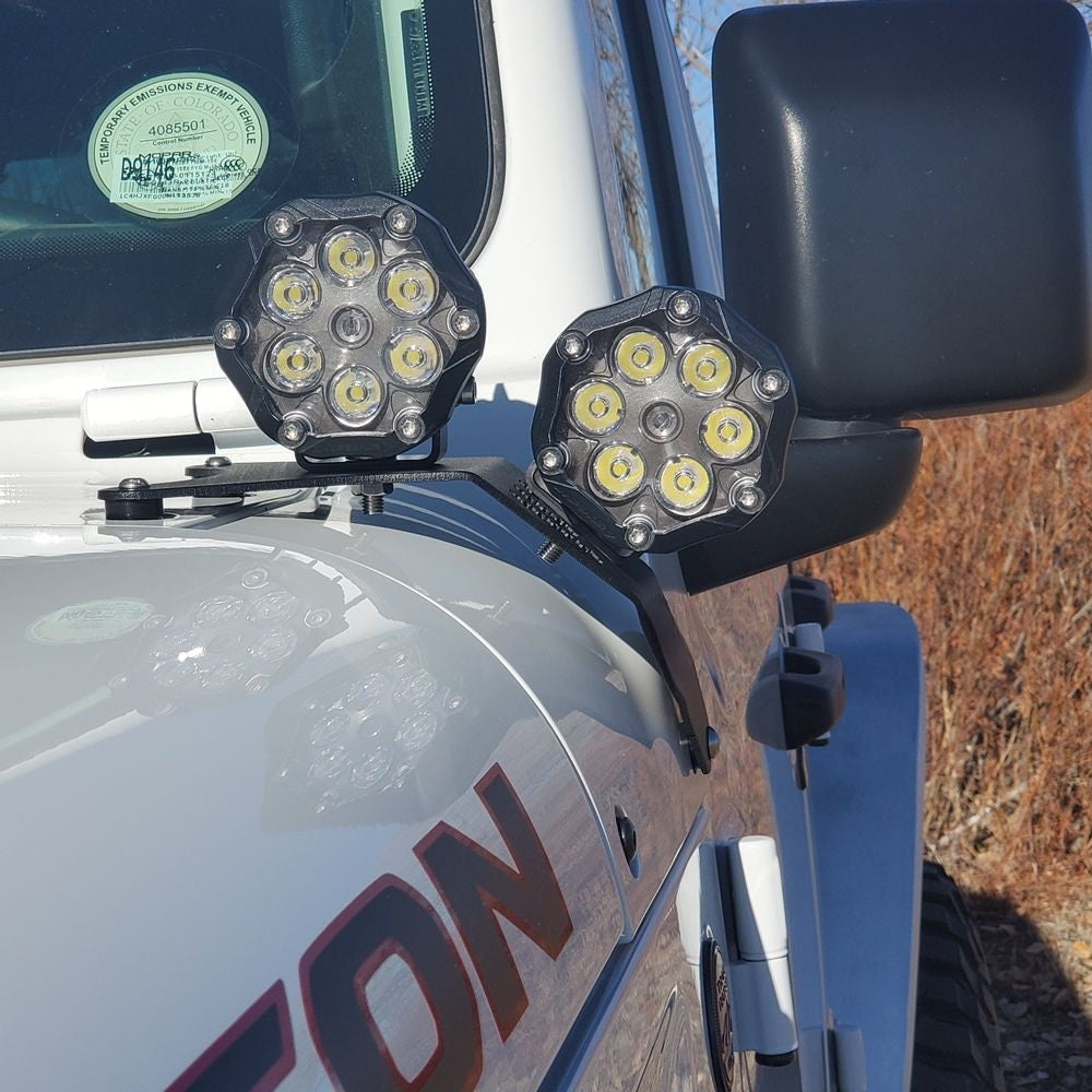 Cowl Double Light Mounting Brackets-Pairs for Jeep Wrangler JL/ JT 18-23