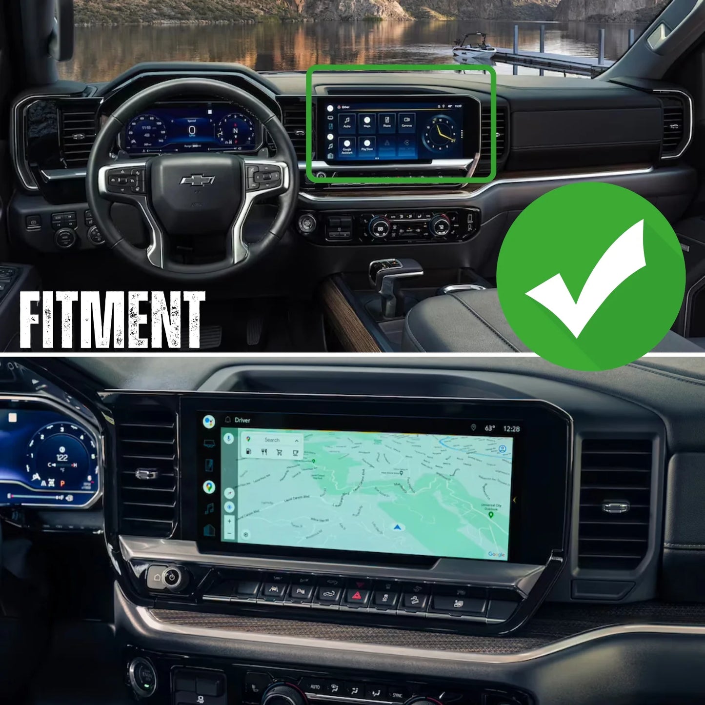 Bulletpoint  GMC Sierra (2022+ with 13.4" Touchscreen)+ Chevrolet Silverado Dash Mount with Black Arms With GoPro Holder