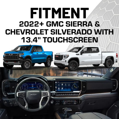 Bulletpoint  GMC Sierra (2022+ with 13.4" Touchscreen)+ Chevrolet Silverado Dash Mount with Black Arms With GoPro Holder