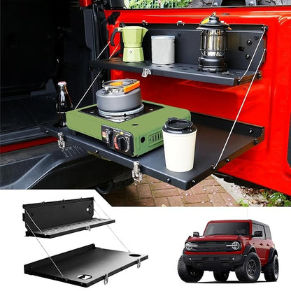Carbon Steel Foldable Molle Panel Double-Layer Tail-gate table Compatible with Bronco 2021-2024