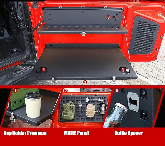 Carbon Steel Foldable Molle Panel Double-Layer Tail-gate table Compatible with Bronco 2021-2024