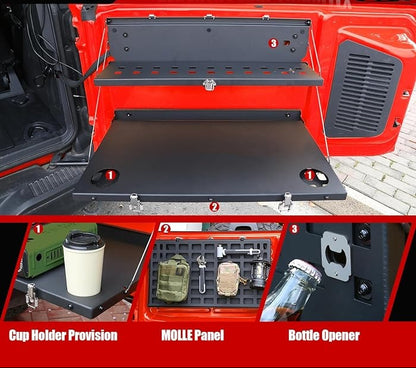 Carbon Steel Foldable Molle Panel Double-Layer Tail-gate table Compatible with Bronco 2021-2024