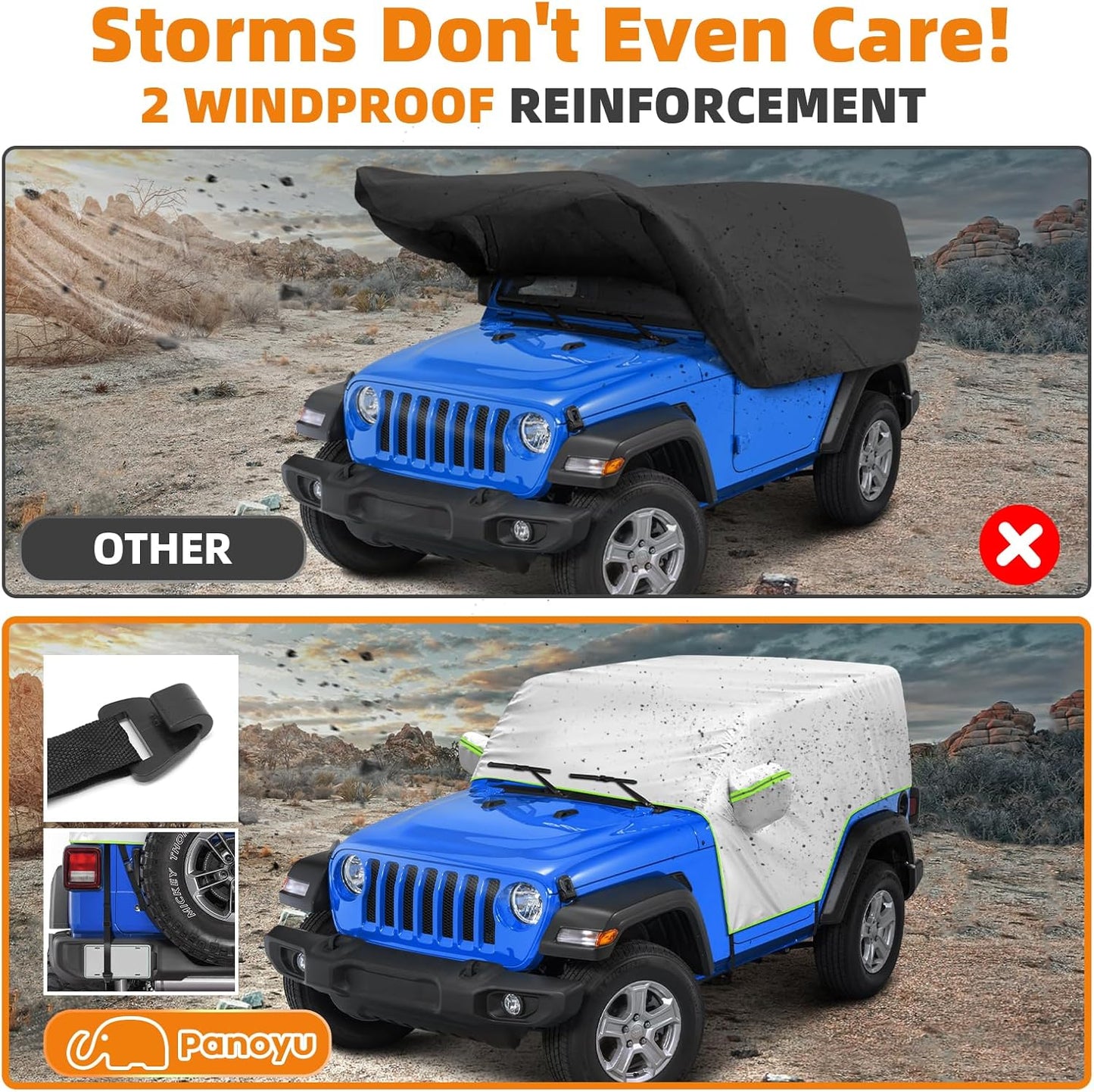 AMR Windproof All Weather Protection Car Cover  For Jeep Wrangler JK/JL -2 Door & 4 door