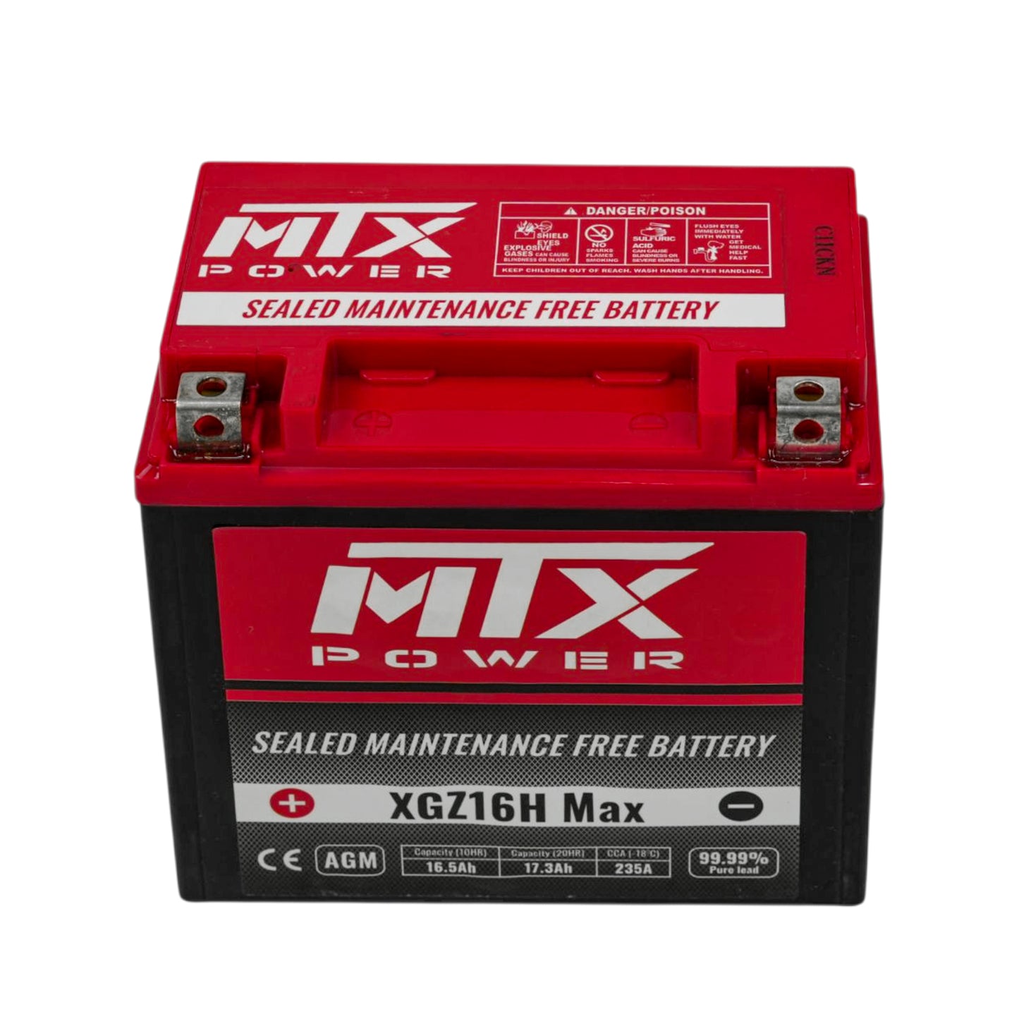 MTX Power- XGZ16H MAX-MF Sealed AGM Auxiliary Battery - 12V  16.5Ah for Jeep Wrangler