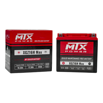 MTX Power- XGZ16H MAX-MF Sealed AGM Auxiliary Battery - 12V  16.5Ah for Jeep Wrangler