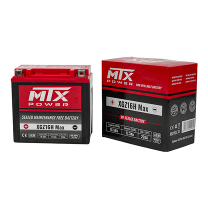 MTX Power- XGZ16H MAX-MF Sealed AGM Auxiliary Battery - 12V  16.5Ah for Jeep Wrangler