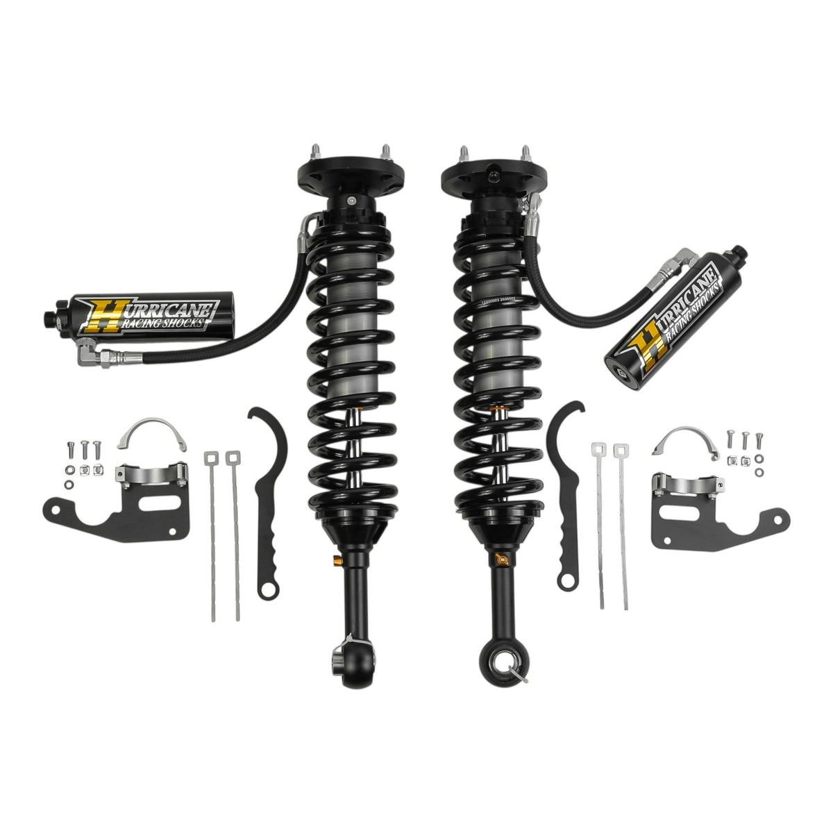 Hurricane Racing Shocks Extreme Series 2.5 Front Coil-Over and 2.5 Monotube Rear Shocks with Remote Reservoir and 3-Way Damping Adjustment for Land Cruiser 250 (2024–2026)