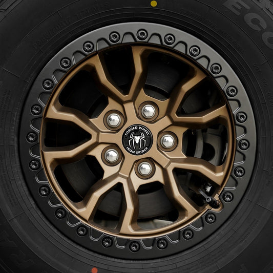 Bronze Iron Spider Forged Aluminum Rims With Mat Black Beadlock for Jeep Wrangler JK/JL/JT