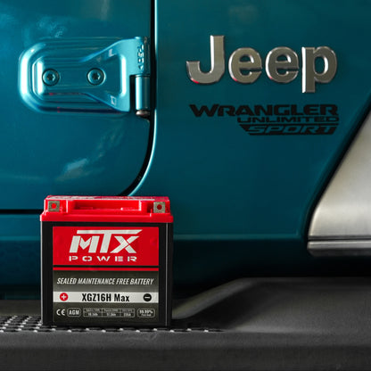 MTX Power- XGZ16H MAX-MF Sealed AGM Auxiliary Battery - 12V  16.5Ah for Jeep Wrangler