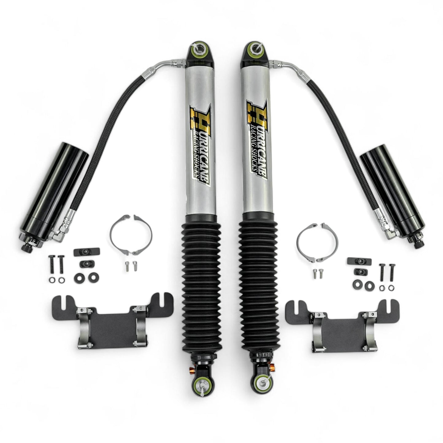 HURRICANE RACING EXTREME SERIES 2.5 FRONT COIL-OVER  & 2.5 MONOTUBE REAR SHOCKS WITH REMOTE RESERVIORS - 3 -WAY (2 COMPESSION + 1 REBOUND) DAMPING ADJUSTMENT FOR FORD F150