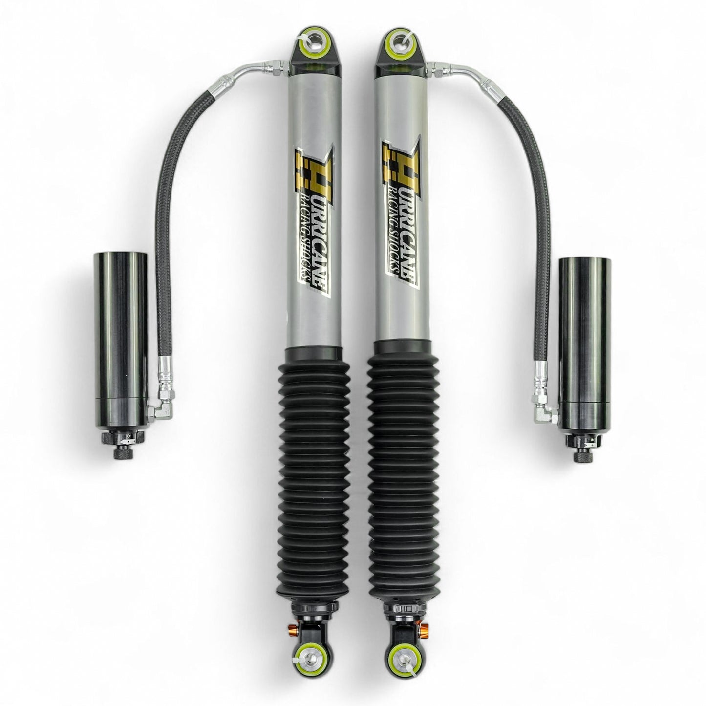 HURRICANE RACING EXTREME SERIES 2.5 FRONT COIL-OVER  & 2.5 MONOTUBE REAR SHOCKS WITH REMOTE RESERVIORS - 3 -WAY (2 COMPESSION + 1 REBOUND) DAMPING ADJUSTMENT FOR FORD F150
