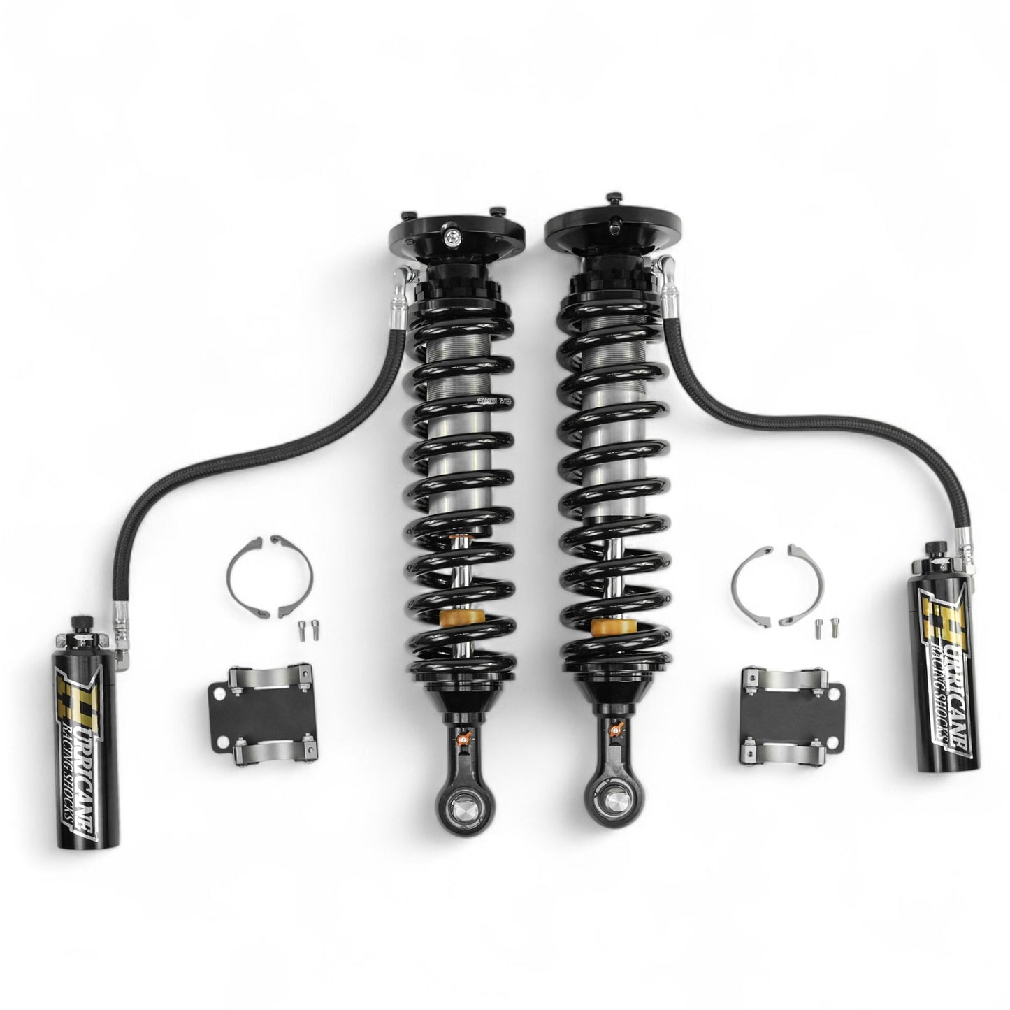 HURRICANE RACING EXTREME SERIES 2.5 FRONT COIL-OVER  & 2.5 MONOTUBE REAR SHOCKS WITH REMOTE RESERVIORS - 3 -WAY (2 COMPESSION + 1 REBOUND) DAMPING ADJUSTMENT FOR FORD F150