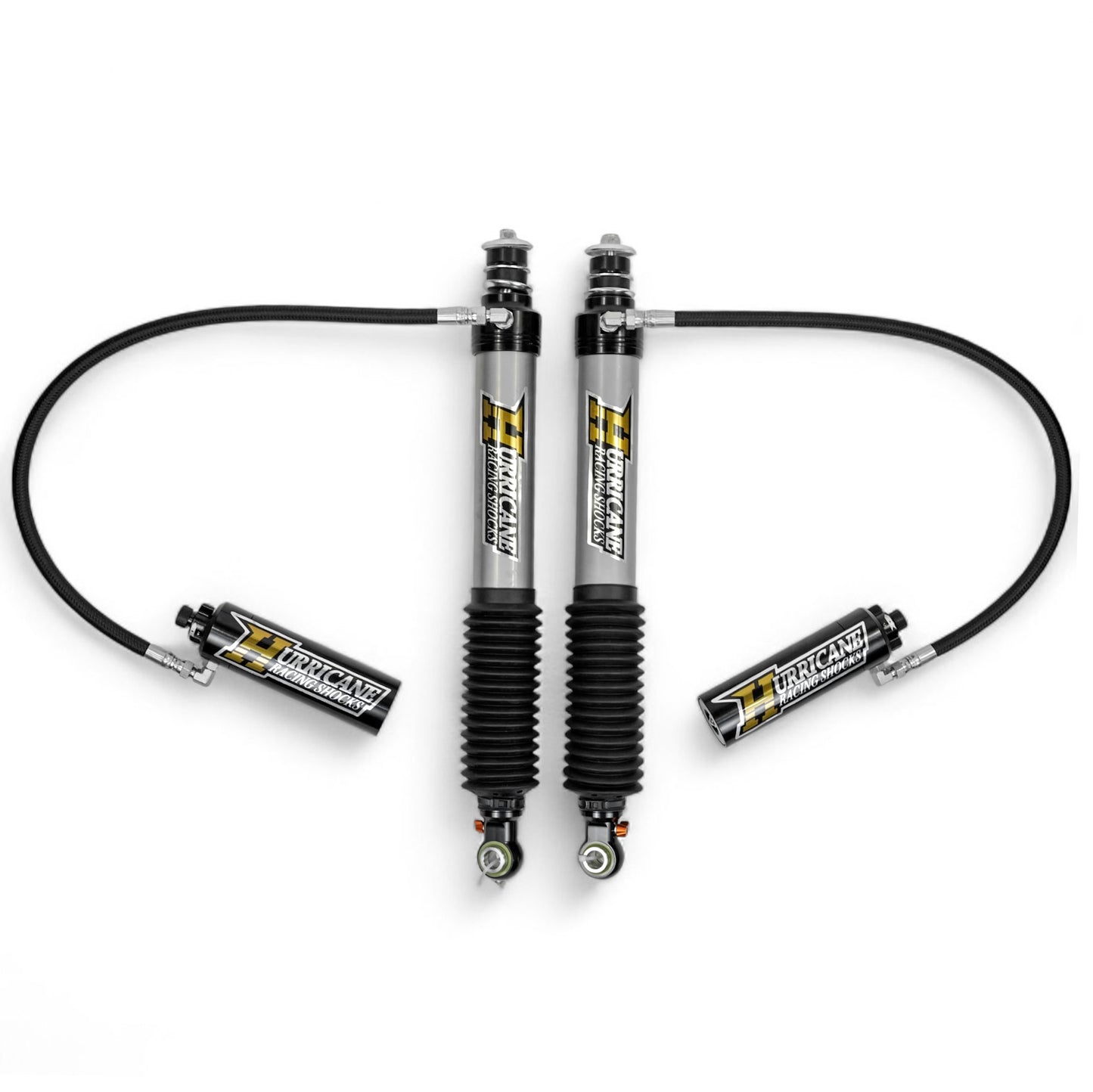HURRICANE RACING EXTREME SERIES 2.5 FRONT COIL-OVER WITH REMOTE RESERVIOR & 2.5 MONOTUBE REAR SHOCKS WITH 3 -WAY (2 COMPESSION + 1 REBOUND) DAMPING ADJUSTMENT FOR TOYOTA FJ, PARADO & LEXUS