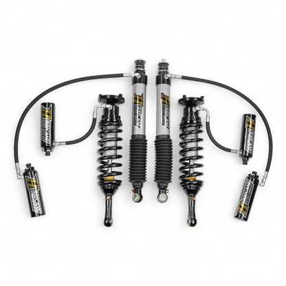 HURRICANE RACING EXTREME SERIES 2.5 FRONT COIL-OVER WITH REMOTE RESERVIOR & 2.5 MONOTUBE REAR SHOCKS WITH 3 -WAY (2 COMPESSION + 1 REBOUND) DAMPING ADJUSTMENT FOR TOYOTA FJ, PARADO & LEXUS