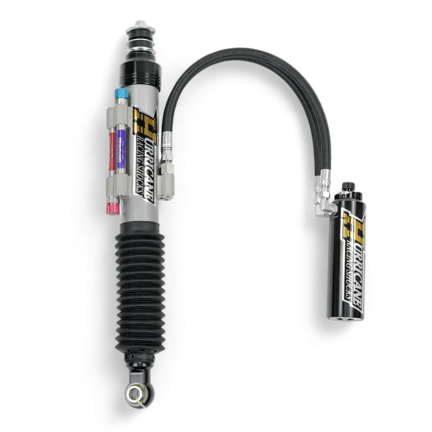 HURRICANE  RACING EXTREME SERIES 2.5 DUEL COMPRESSION ADJUST & SINGLE REBOUND ADJUST  FRONT COIL-OVER SHOCKS & 2.5 REAR EXTERNAL DUEL  BYPASS SHOCKS ( 1-2 " Lift) FOR FJ CRUISER PRADO, 4RUNNER AND FORTUNER