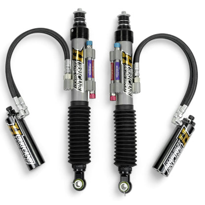 HURRICANE  RACING EXTREME SERIES 2.5 DUEL COMPRESSION ADJUST & SINGLE REBOUND ADJUST  FRONT COIL-OVER SHOCKS & 2.5 REAR EXTERNAL DUEL  BYPASS SHOCKS ( 1-2 " Lift) FOR FJ CRUISER PRADO, 4RUNNER AND FORTUNER