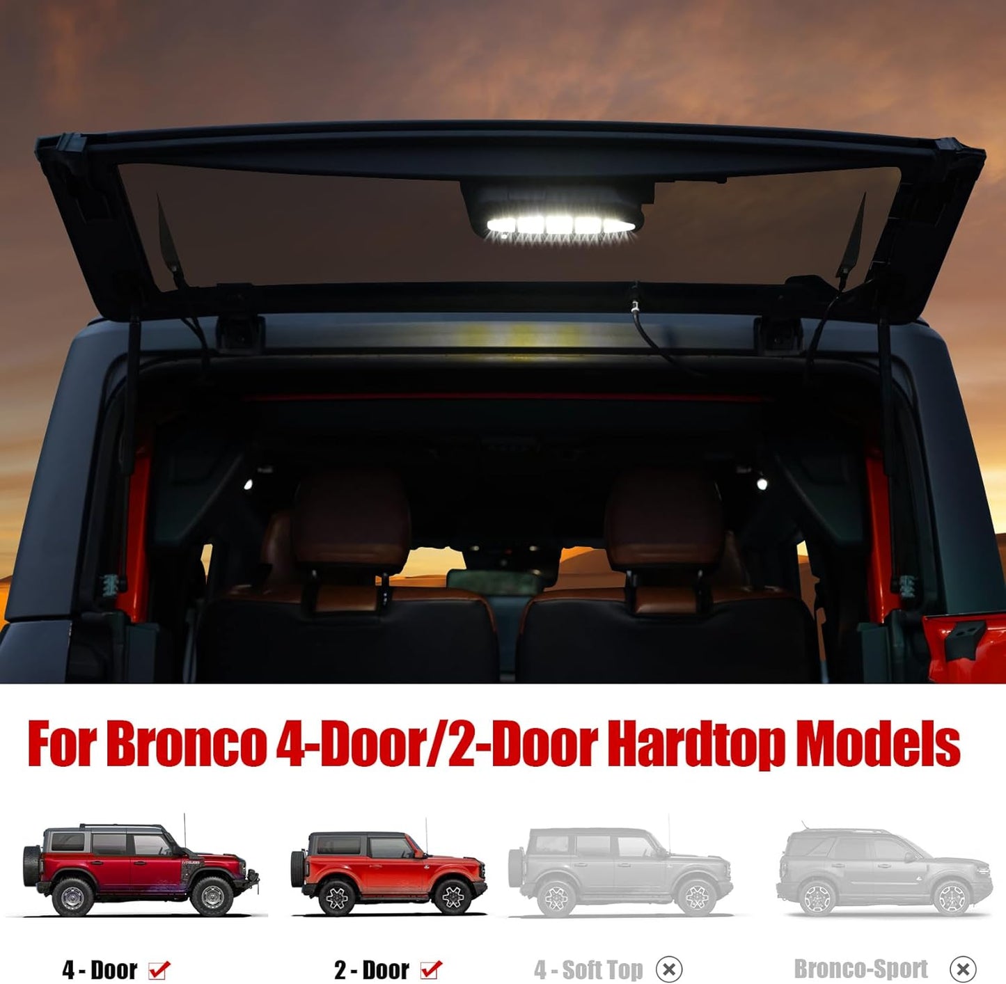 Rear Window Lift Gate Dome LED Light for Bronco Accessories 2/4-Door Hardtop(Not for Soft Top/Sport)