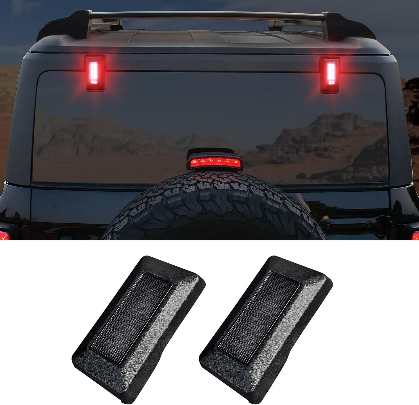 Rear Window Glass Hinge Cover with LED Lights for Ford Bronco 2021 -2024