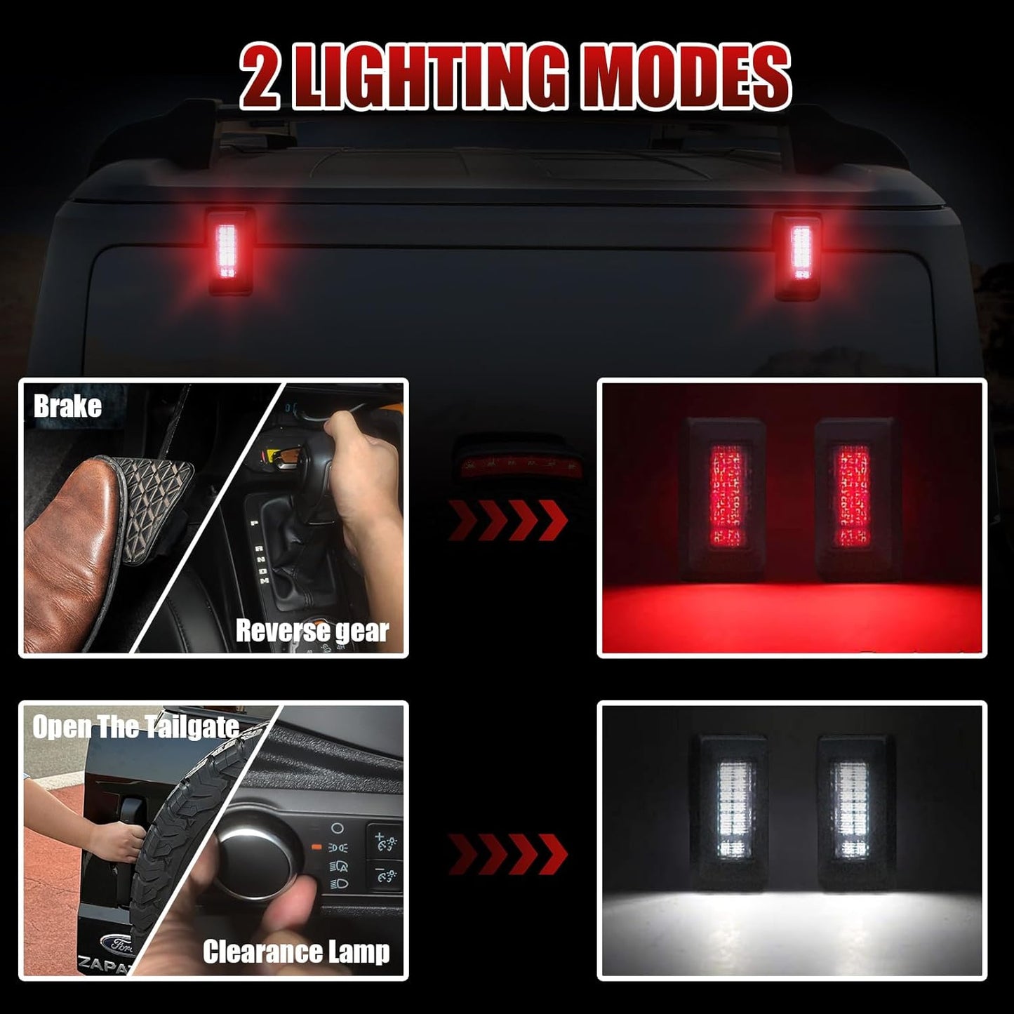 Rear Window Glass Hinge Cover with LED Lights for Ford Bronco 2021 -2024