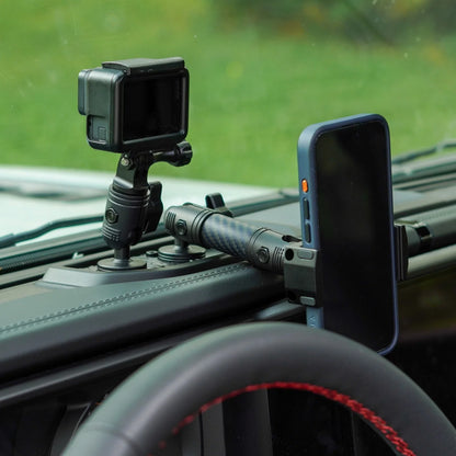 BulletPoint Driver Side Dual Ball Metal Dash Mount with Gopro Holder Phone Holder for New 2024+ Jeep Wrangler JL & Jeep Gladiator