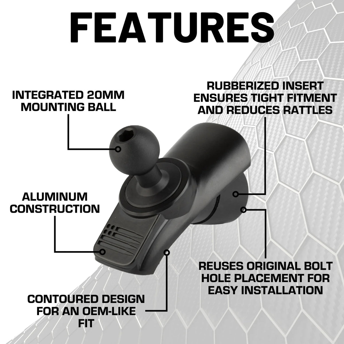 BulletPoint A-Pillar Grab Bar Mount with 20mm Ball for Jeep Wrangler JL/JLU & JT  2024+