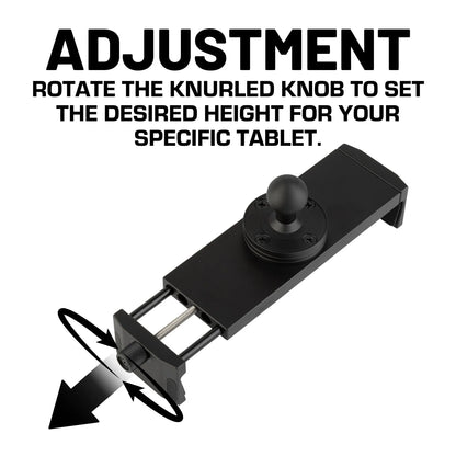 BULLETPOINT Heavy Duty Aluminum 2-Point Universal Tablet Holder with Integrated 20mm Ball