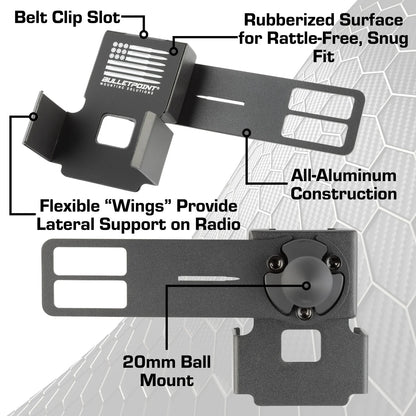 Bulletpoint Handheld Radio + Mic Combo Holder with 20mm Ball Mount