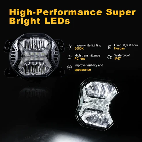 Hurricane  4" LED WindTunnel Fog Lights for Jeep JL JK JT