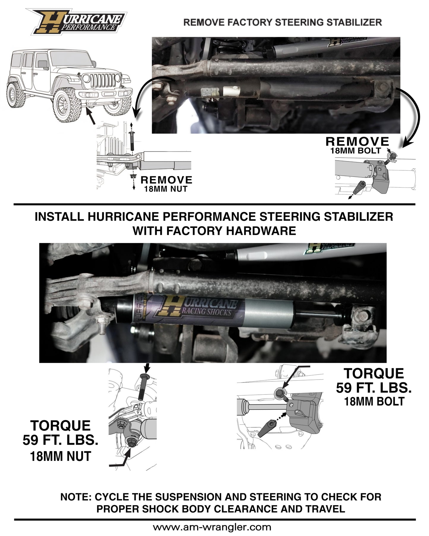 Hurricane Performance 2.2 Steering Stabilizer Aluminum for Jeep Wrangler JL/JK & JT