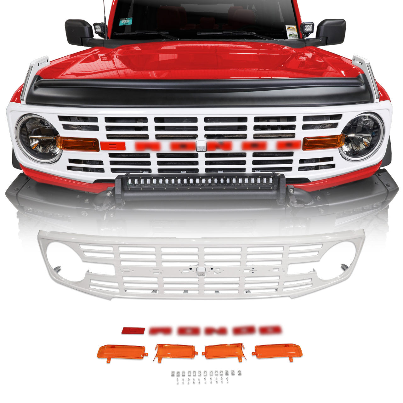 Off-Road Gloss White Vintage Grille for 2021+ Ford Bronco