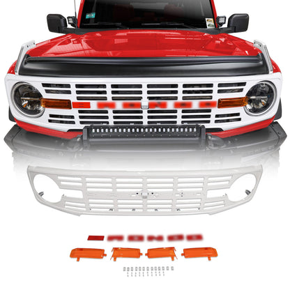 Off-Road Gloss White Vintage Grille for 2021+ Ford Bronco