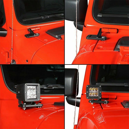 A-Pillar Light Mounting Brackets-Pairs for Jeep Wrangler JL/ JT 18-23