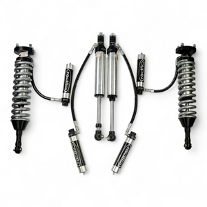 RADFLO OE REPLACEMENT 2.5 FRONT COILOVER KIT AND 2.5 REAR SHOCKS WITH REMOTE RESERVOIR AND COMPRESSION ADJUSTER EXTENDED FOR TOYOTA LANDCRUISER 200 SERIES 2007+  USE WITH AFTERMARKET UCA