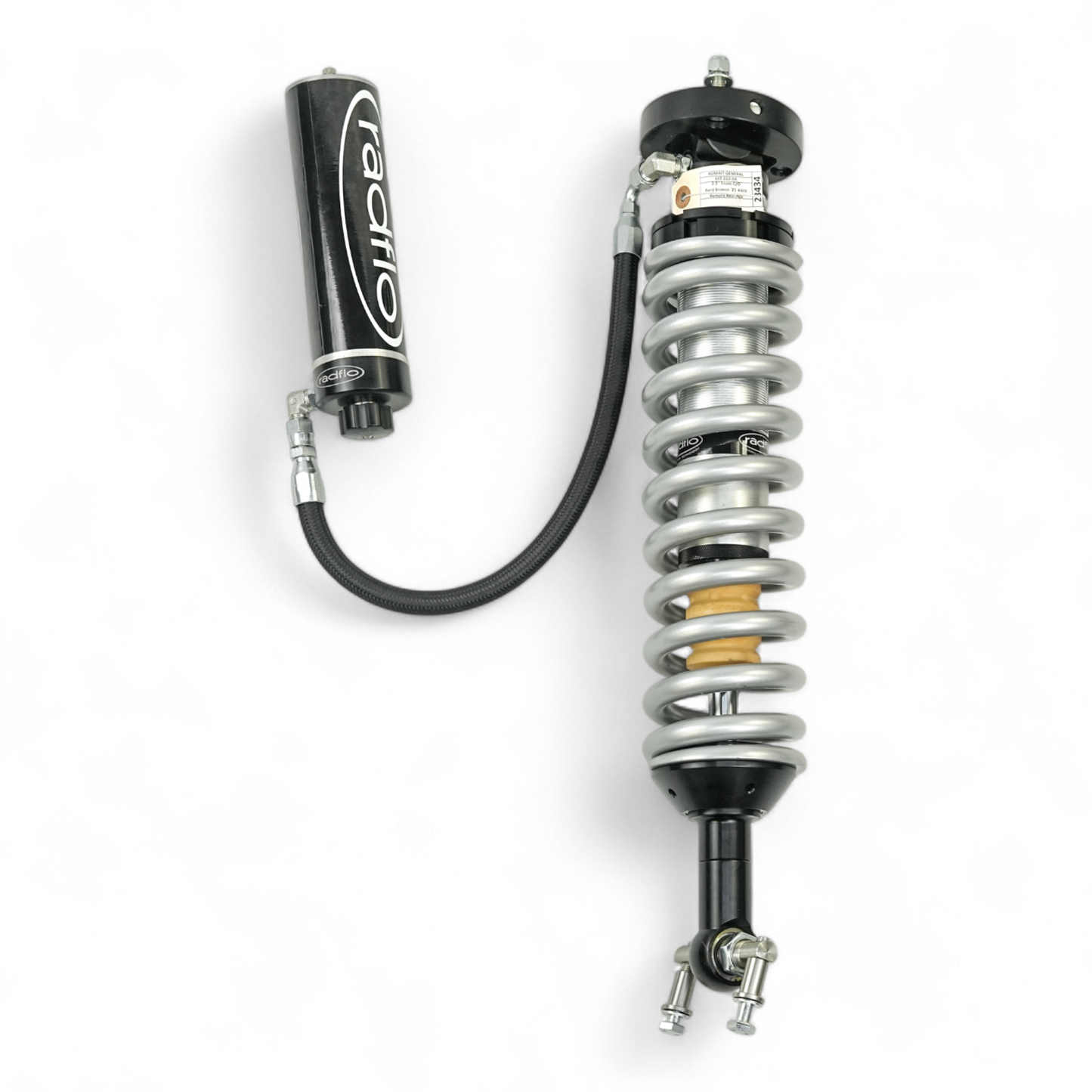 RADFLO OE REPLACEMENT 2.5 FRONT & REAR COILOVER KIT FORD BRONCO 2021+ WITH REMOTE RESERVOIRS ADJUSTERS EXTENDED TRAVEL FOR USE WITH AFTERMARKET UCA