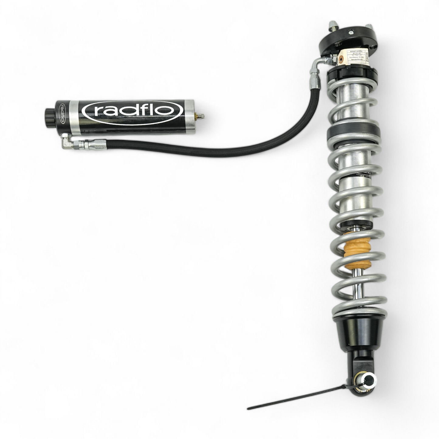 RADFLO OE REPLACEMENT 2.5 FRONT & REAR COILOVER KIT FORD BRONCO 2021+ WITH REMOTE RESERVOIRS ADJUSTERS EXTENDED TRAVEL FOR USE WITH AFTERMARKET UCA