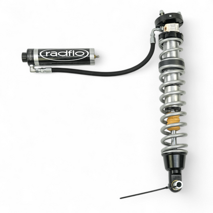 RADFLO OE REPLACEMENT 2.5 FRONT & REAR COILOVER KIT FORD BRONCO 2021+ WITH REMOTE RESERVOIRS ADJUSTERS EXTENDED TRAVEL FOR USE WITH AFTERMARKET UCA