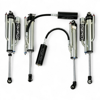 Radflo OE Replacement 3.0 Front & Rear Bypass 2 Tube With Remote Reservoir For Jeep JL, JT & 392