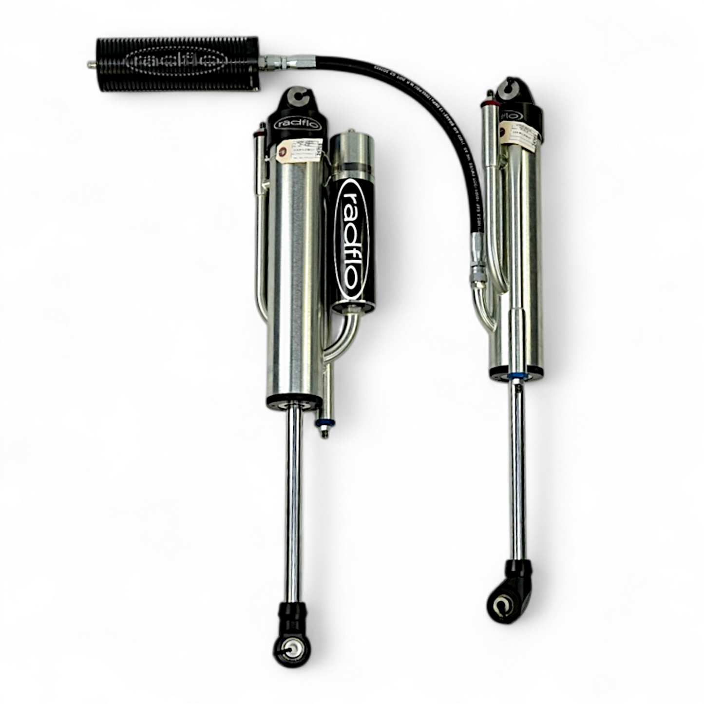 Radflo OE Replacement 3.0 Front & Rear Bypass 2 Tube With Remote Reservoir For Jeep JL, JT & 392