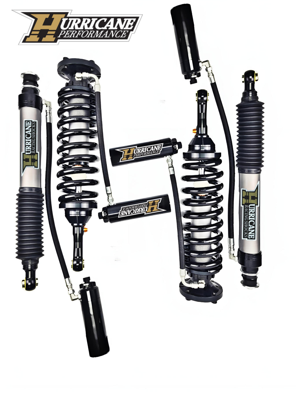 HURRICANE PERFORMANCE EXTREME SERIES 2.5 DOUBLE ADJUSTABLE FRONT COIL-OVER & 2.5 REAR SHOCKS FOR LAND CRUISER LC200